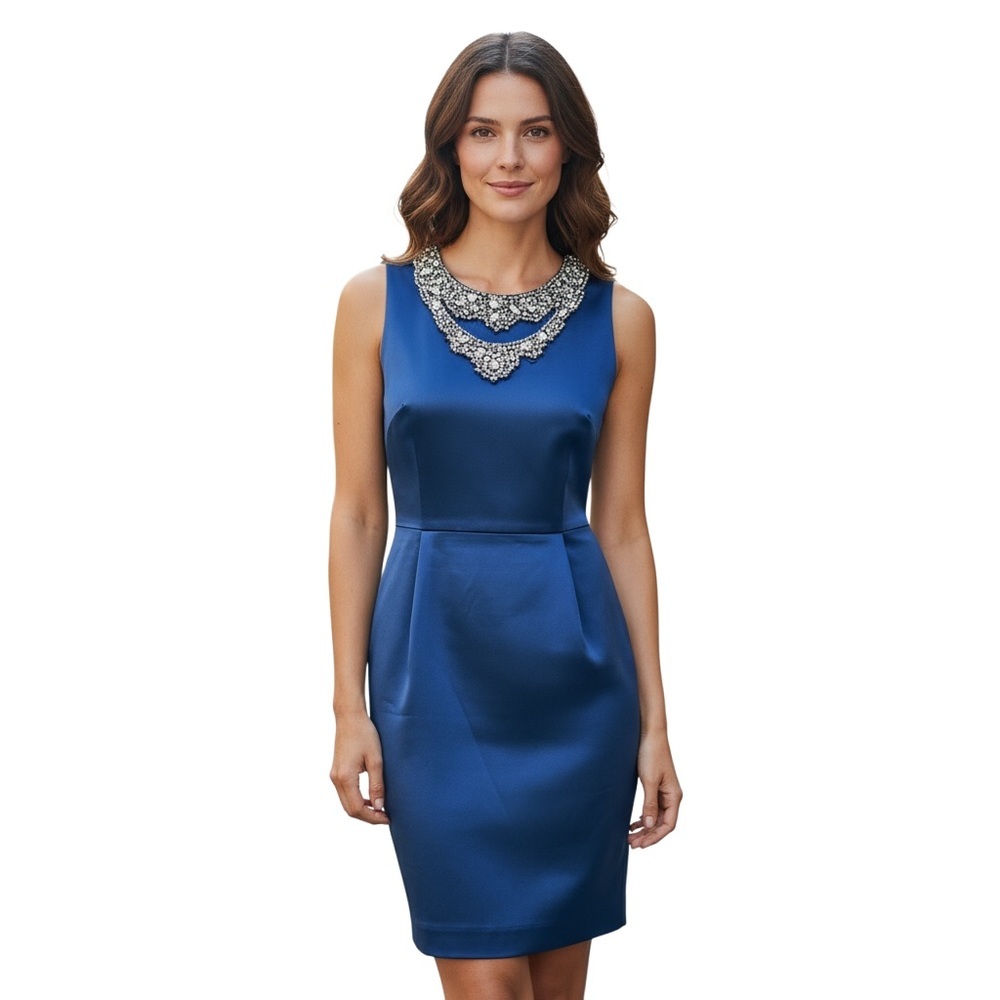 Laundry By Shelli Segal Royal Blue rhinestone crystals Embellished Mini Dress 4